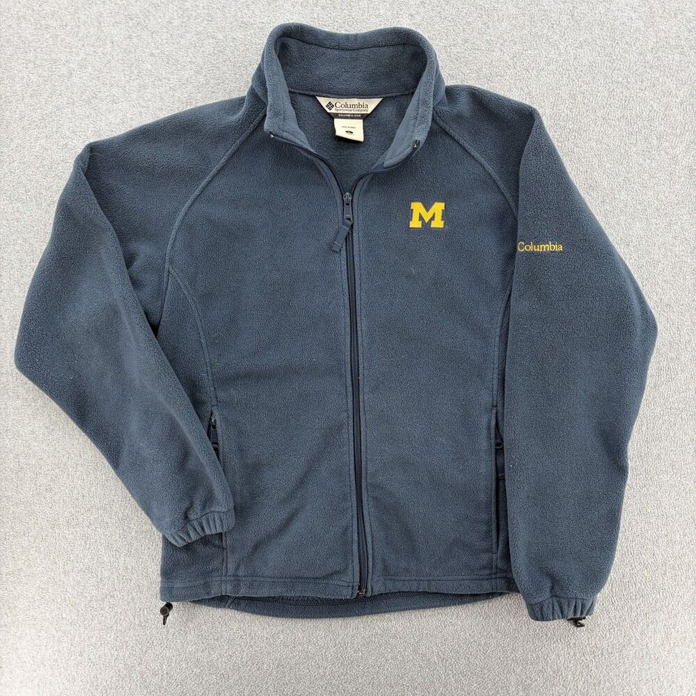 Columbia Michigan Wolverines Fleece Jacket Women's L Blue Full Zip NCAA